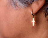 Cross hoop earrings, Cross dangle Huggie, Mothers Day Gift