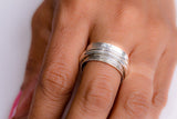 Silver band fidget ring, handmade jewelry, artfully crafted silver ring