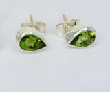 Peridot Teardrop Studs: Sterling Silver August Birthstone Earrings