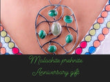 Handmade Silver Malachite & Prehnite Gemstone Pendant Necklace