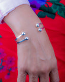 Sterling Silver cuff bracelet, West Indies style sterling silver ball cuff
