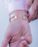 Silver cuff bracelet, unique design, adjustable bracelet, handmade jewelry, gift for him or her