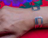 Silver cuff bracelet, unique design, adjustable bracelet, handmade jewelry, gift for him or her