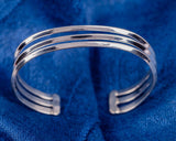 Sterling Silver Cuff Bracelet: Handmade Modern Design, Adjustable