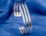 Sterling Silver Cuff Bracelet: Handmade Modern Design, Adjustable