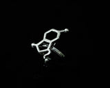 Serotonin Molecule adjustable sterling silver ring, science gift