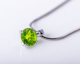 Peridot green necklace, Sterling silver, August birthday gift, green circle pendant, 16th anniversary jewelry giftSeptember birthstone