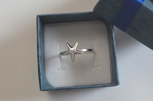 Silver Starfish ring, ocean inspired jewelry, gift to bring intuition, growth, celestial being represents Divine Love