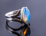 Rare Ethiopian Opal Sterling Silver Ring: Handmade October Birthstone