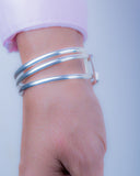 Silver cuff bracelet, unique design, adjustable bracelet, handmade jewelry, gift for him or her