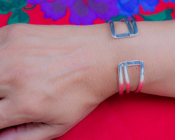 Silver cuff bracelet, unique design, adjustable bracelet, handmade jewelry, gift for him or her