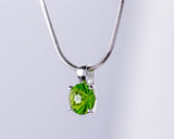Peridot Green Sterling Silver Necklace - August Birthstone Jewelry
