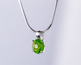 Peridot green necklace, Sterling silver, August birthday gift, green circle pendant, 16th anniversary jewelry giftSeptember birthstone