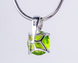 Peridot green necklace, Sterling silver, August birthday gift, green circle pendant, 16th anniversary jewelry giftSeptember birthstone