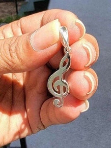 Treble clef Necklace, Music gift. Sterling silver pendant, music note jewelry