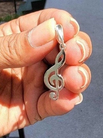 Treble clef Necklace, Music gift. Sterling silver pendant, music note jewelry