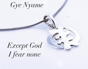 Gye Nyame necklace, Sterling silver adinkra jewelry symbol meaning God is first,  handmade jewelry, spiritual gift  by Chester Allen