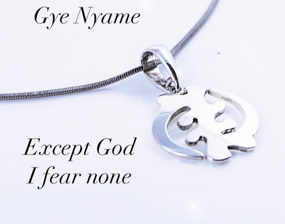 Gye Nyame necklace, Sterling silver adinkra jewelry symbol meaning God is first,  handmade jewelry, spiritual gift  by Chester Allen