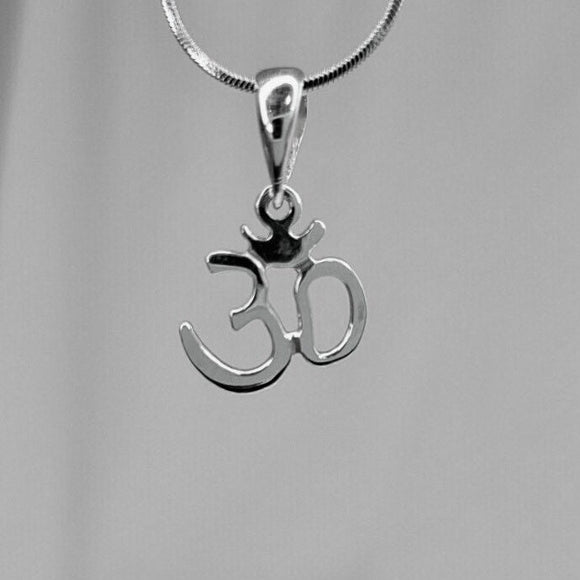 Om pendant, sterling silver, Yoga gift, aUM necklace, meditation jewelry, aum symbol, seed mantra, connects to crown chakra