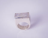 Handmade Sterling Silver Moonstone Ring: Unisex Signet Style, September Birthstone