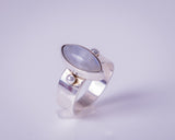 Moonstone ring, gift for new beginnings, sterling silver statement ring, handmade jewelry, rainbow moonstone, September birthstone