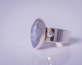 Moonstone ring, gift for new beginnings, sterling silver statement ring, handmade jewelry, rainbow moonstone, September birthstone