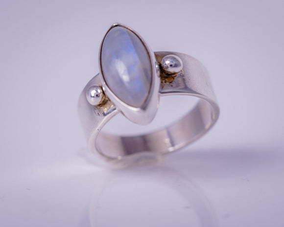 Moonstone ring, gift for new beginnings, sterling silver statement ring, handmade jewelry, rainbow moonstone, September birthstone