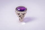 Clinched fist ring, silver signet with amethyst stone representing Unity, struggle, empowerment, unique handmade jewelry