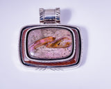 Handmade Sterling Silver Gemstone Pendant: Purple Brown Wooden Jewelry