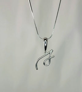 Silver initial necklace, letter S cursive pendant, gift for her, handmade cute simple