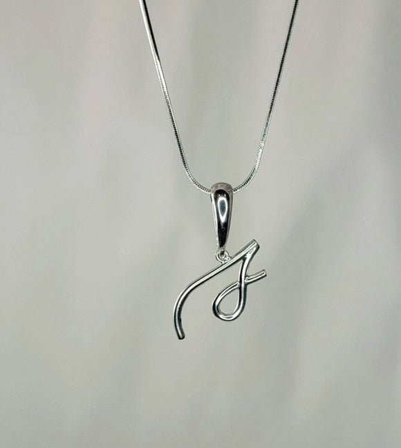 Silver initial necklace, letter S cursive pendant, gift for her, handmade cute simple