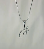 Silver Initial Necklace: Cursive Letter S Pendant