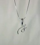 Silver initial necklace, letter S cursive pendant, gift for her, handmade cute simple