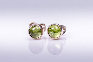 Peridot stud earrings, Sterling silver round green August birthstone,Great studs for men, children, and women, Mothers Day Gift