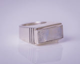 Handmade Sterling Silver Moonstone Ring: Unisex Signet Style, September Birthstone