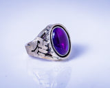 Clinched fist ring, silver signet with amethyst stone representing Unity, struggle, empowerment, unique handmade jewelry