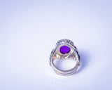 Clinched fist ring, silver signet with amethyst stone representing Unity, struggle, empowerment, unique handmade jewelry