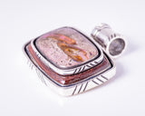 Handmade Sterling Silver Gemstone Pendant: Purple Brown Wooden Jewelry