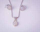 Moonstone jewelry, set in sterling silver, stone of new beginnings, oval post earring, Moonstone earring and necklace, gift for her