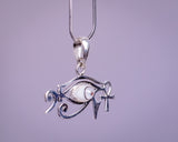 Unique handmade necklace, Sterling silver pendant, Egyptian symbol, bass clef, eye of Ra, eye of horus, evil eye, Goth gift, kemetic jewelry