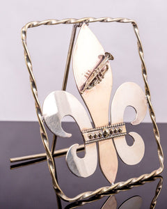 Fleur de lis Tabletop Metal Art, Housewarming or Office gift “How’s ya mama an’ em?”Chester Allen New Orleans artist Louisiana State symbol