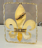 Fleur de lis Tabletop Metal Art, Housewarming or Office gift “How’s ya mama an’ em?”Chester Allen New Orleans artist Louisiana State symbol