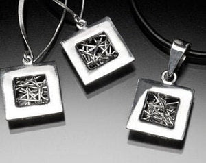 Square pendant & Earring Set, sterling silver, meaningful gift for her, present for someone going thru challenges, handmade jewelry