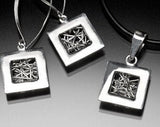 Square pendant & Earring Set, sterling silver, meaningful gift for her, present for someone going thru challenges, handmade jewelry