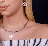 Nyame Dua necklace and earring set, Tree of God jewelry, Handmade Sterling silver Adinkra Pendant, represents the Sacred spot