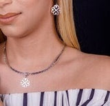 Nyame Dua necklace and earring set, Tree of God jewelry, Handmade Sterling silver Adinkra Pendant, represents the Sacred spot