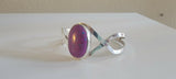 Purple turquoise handmade cuff bracelet, sterling silver with criss cross unique design