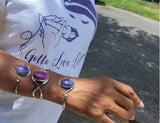 Purple turquoise handmade cuff bracelet, sterling silver with criss cross unique design