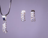 Sterling Silver Crystal Pendant post Earrings Set, Fine Jewelry Gift For Her, Handmade Jewelry, Mothers Day Gift