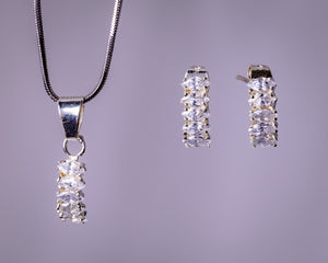 Sterling Silver Crystal Pendant post Earrings Set, Fine Jewelry Gift For Her, Handmade Jewelry, Mothers Day Gift